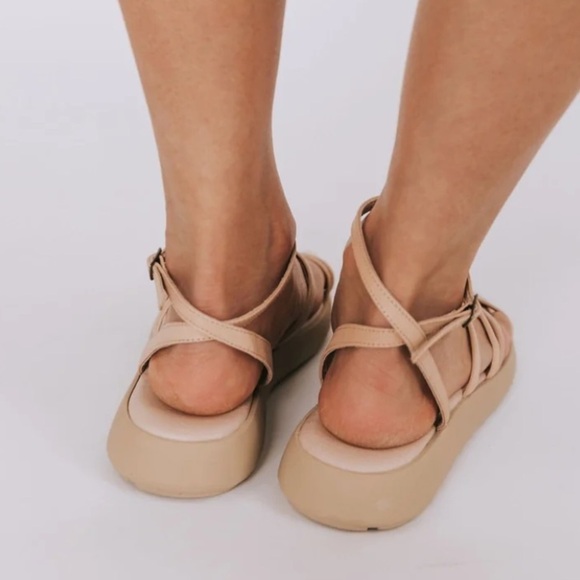 NWB Free People Vivienne Leather Strappy Platform Sandal Coral Sand Size 38 - Picture 5 of 10